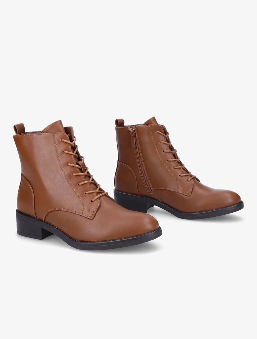 Bottines unies à lacets - Camel - 4