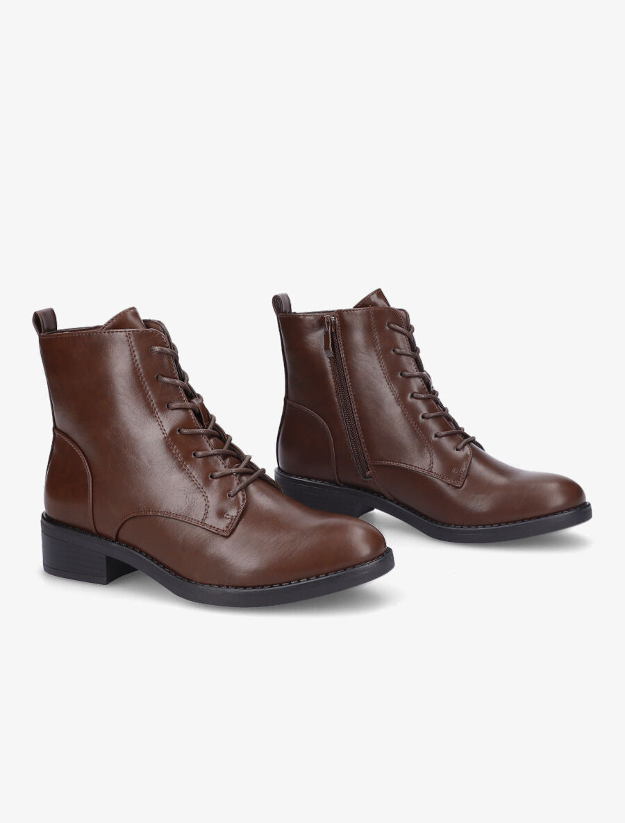 Bottines unies à lacets - Marron - 4