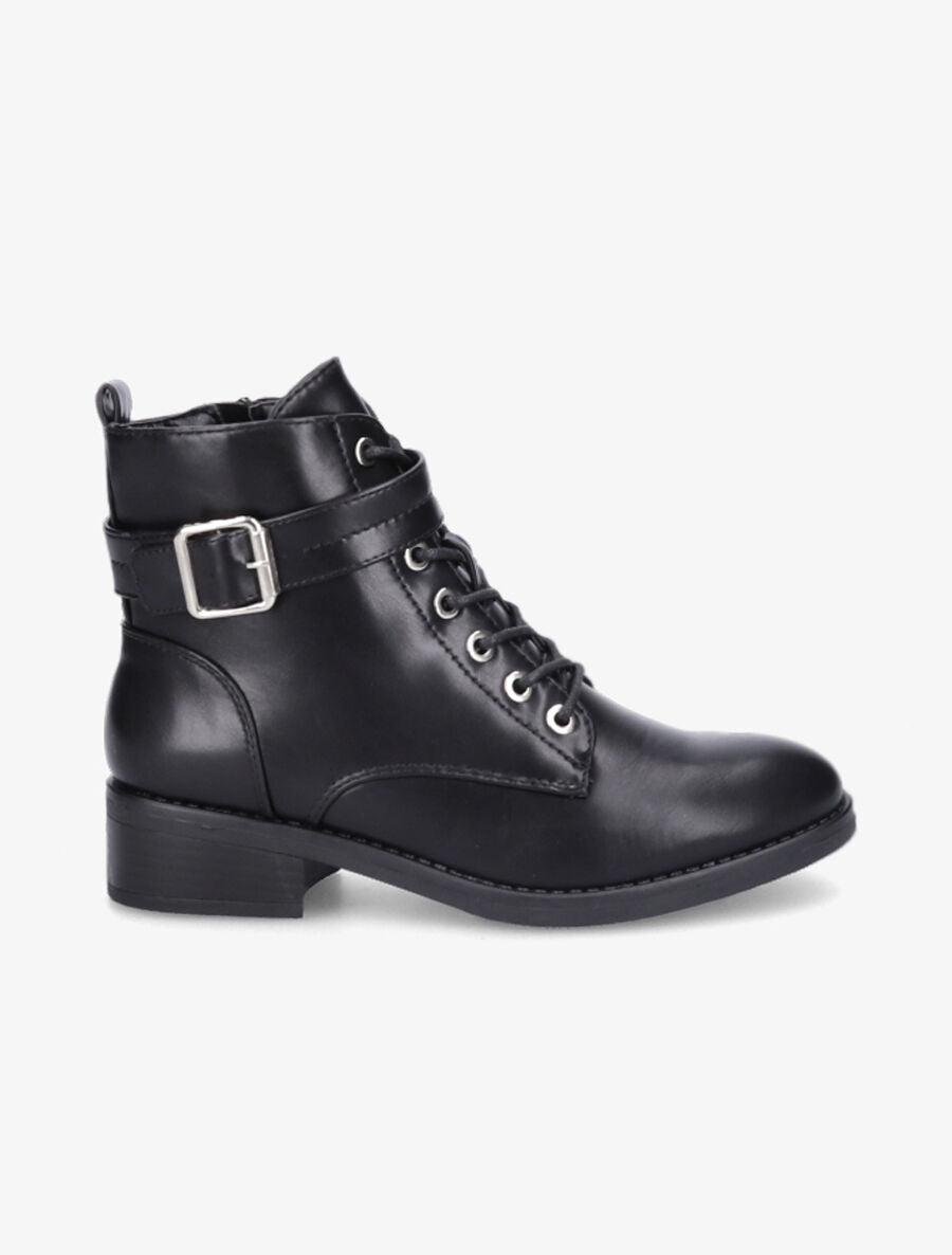 Bottines lacées à boucle - Noir - 1