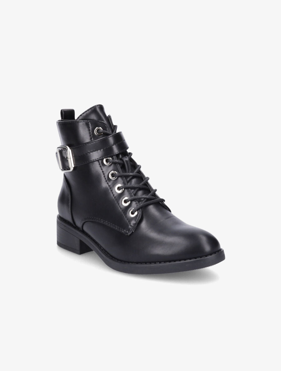 Bottines lacées à boucle - Noir - 2