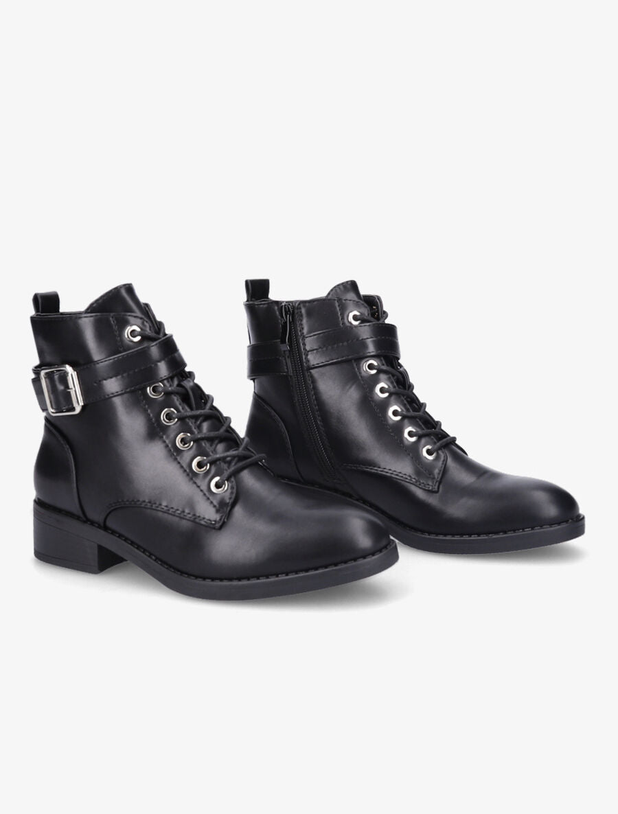 Bottines lacées à boucle - Noir - 4