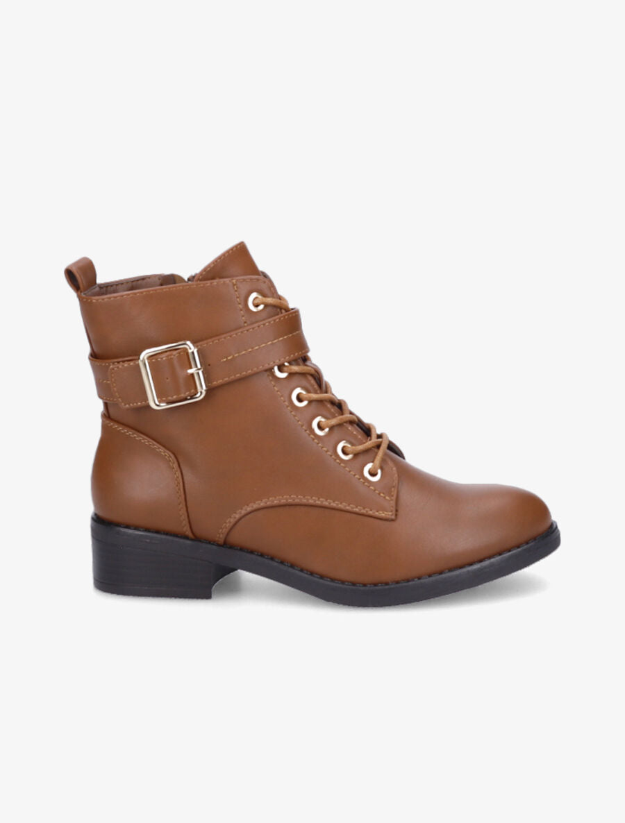 Bottines lacées à boucle - Camel - 5