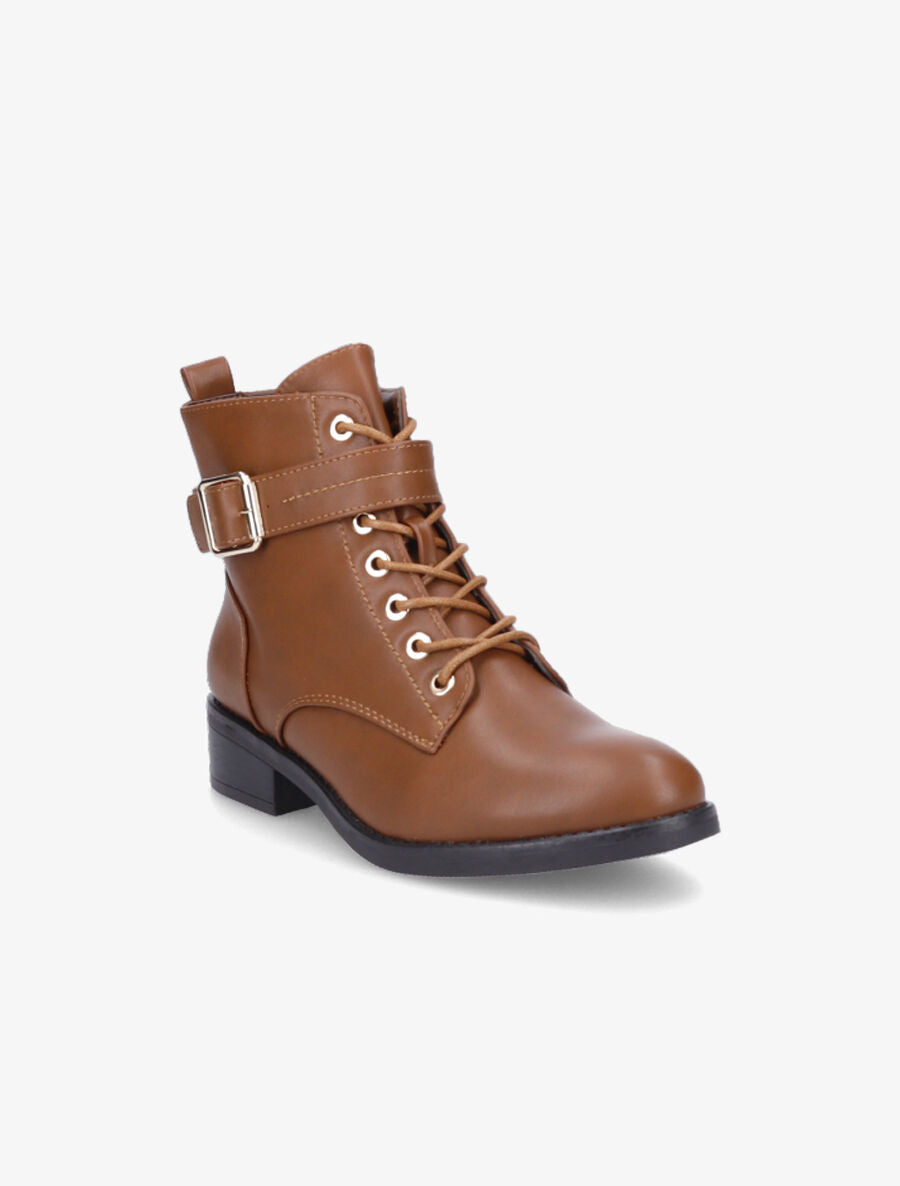 Bottines lacées à boucle - Camel - 2