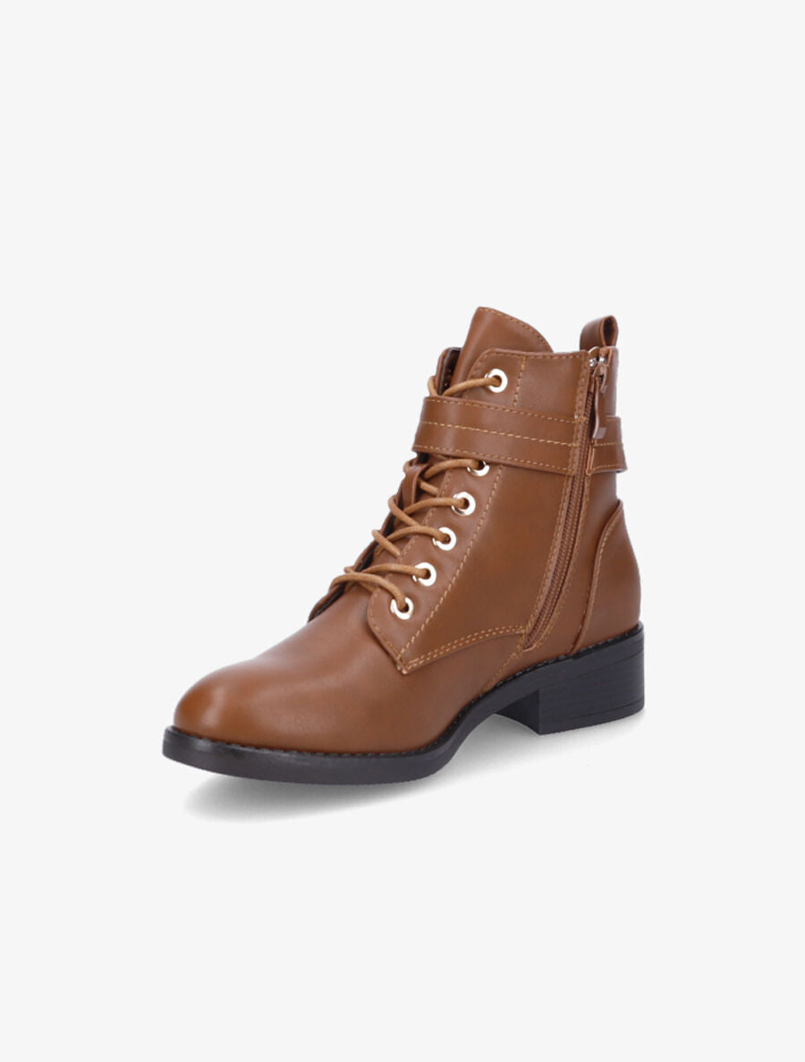 Bottines lacées à boucle - Camel - 3
