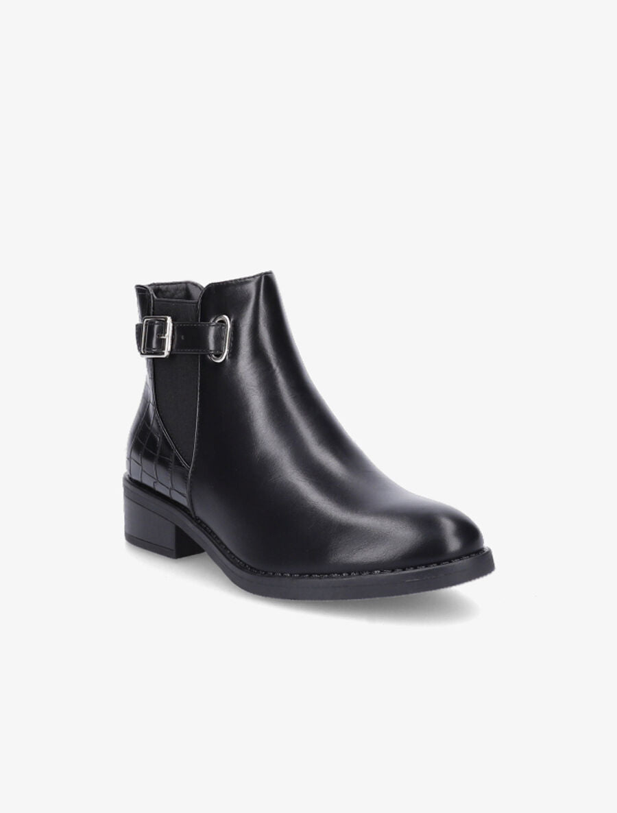 Bottines élastiquées à contrefort croco - Noir - 2