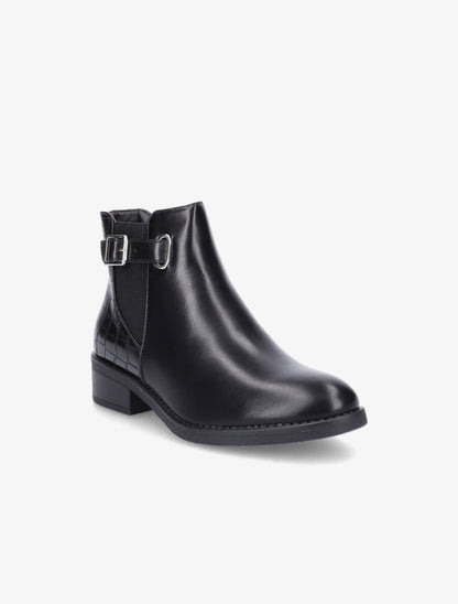 Bottines élastiquées à contrefort croco - Noir - 2