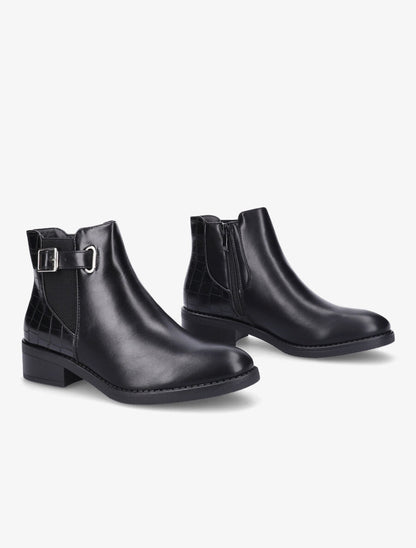 Bottines élastiquées à contrefort croco - Noir - 4