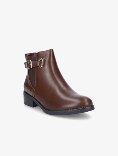 Bottines élastiquées à contrefort croco - Marron - 2
