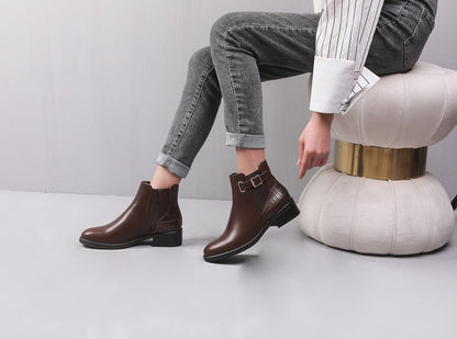 Bottines élastiquées à contrefort croco - Marron - 5