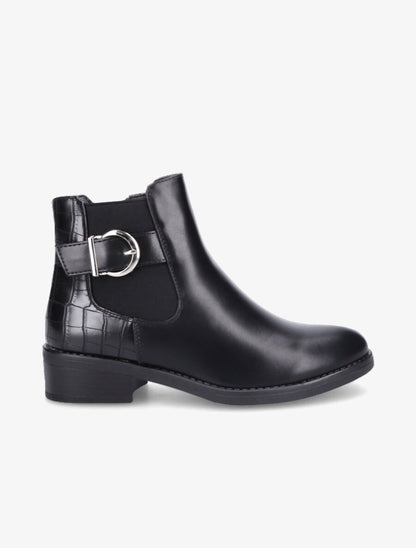 Bottines élastiquées à contrefort croco - Noir - 6