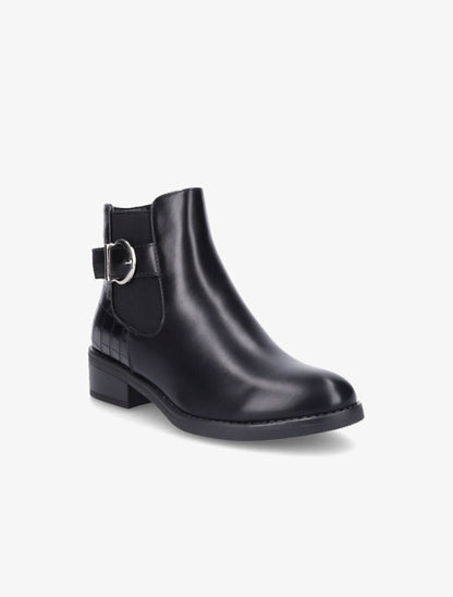Bottines élastiquées à contrefort croco - Noir - 2