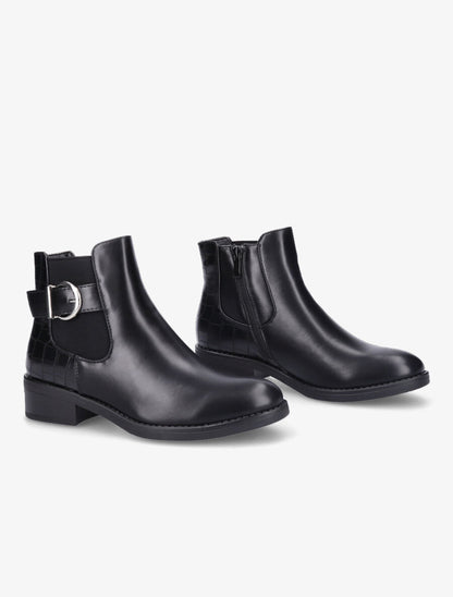 Bottines élastiquées à contrefort croco - Noir - 4