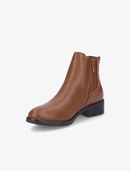 Bottines élastiquées à contrefort croco - Camel - 3