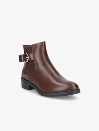 Bottines élastiquées à contrefort croco - Marron - 2