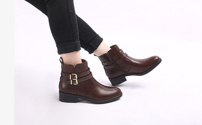Bottines à double sangles croco - Marron - 5