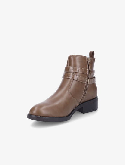 Bottines à double sangles croco - Taupe - 3