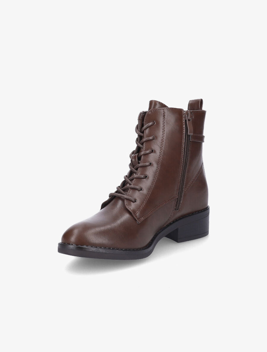 Bottines lacées à boucle stylisée - Marron - 3