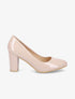 Escarpins vernis à talon épais - Beige - 5
