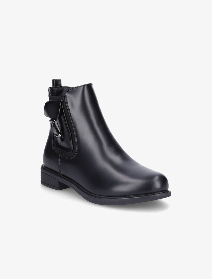 Bottines en simili mat et sangles - Noir - 2