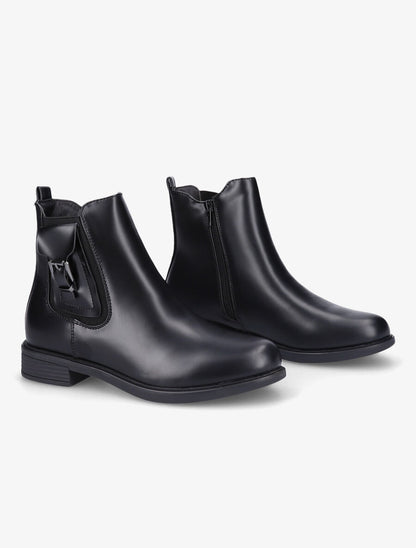 Bottines en simili mat et sangles - Noir - 4