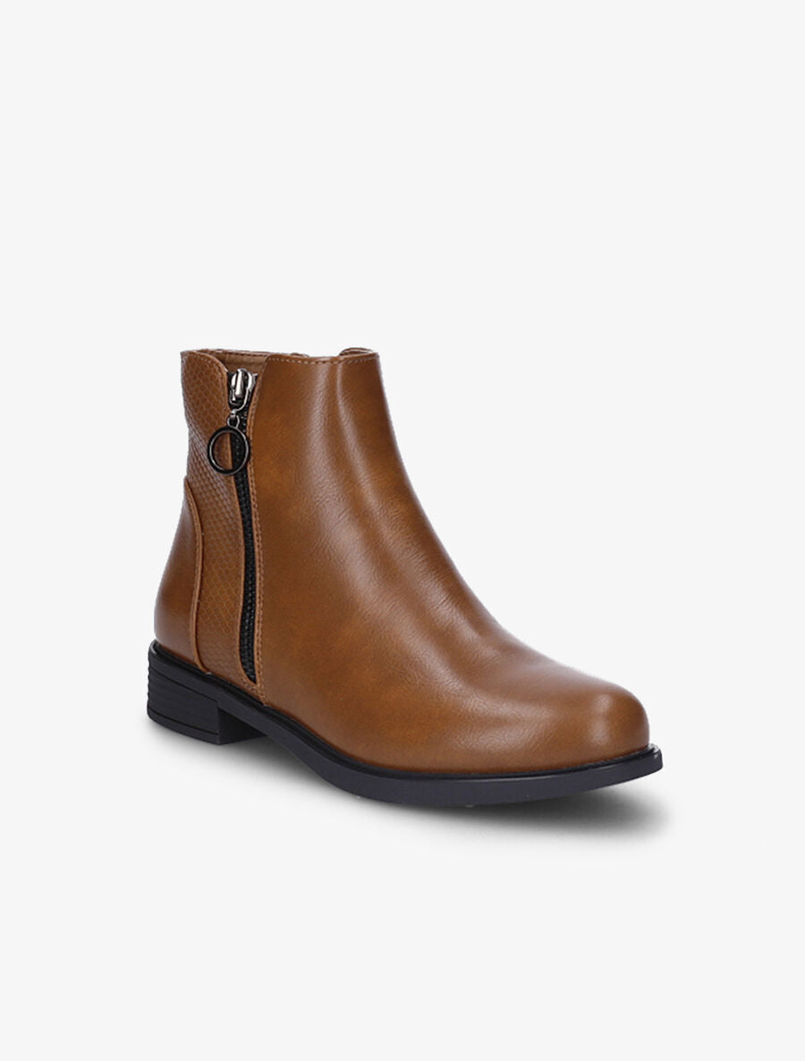 Bottines à contrefort effet python - Camel - 2