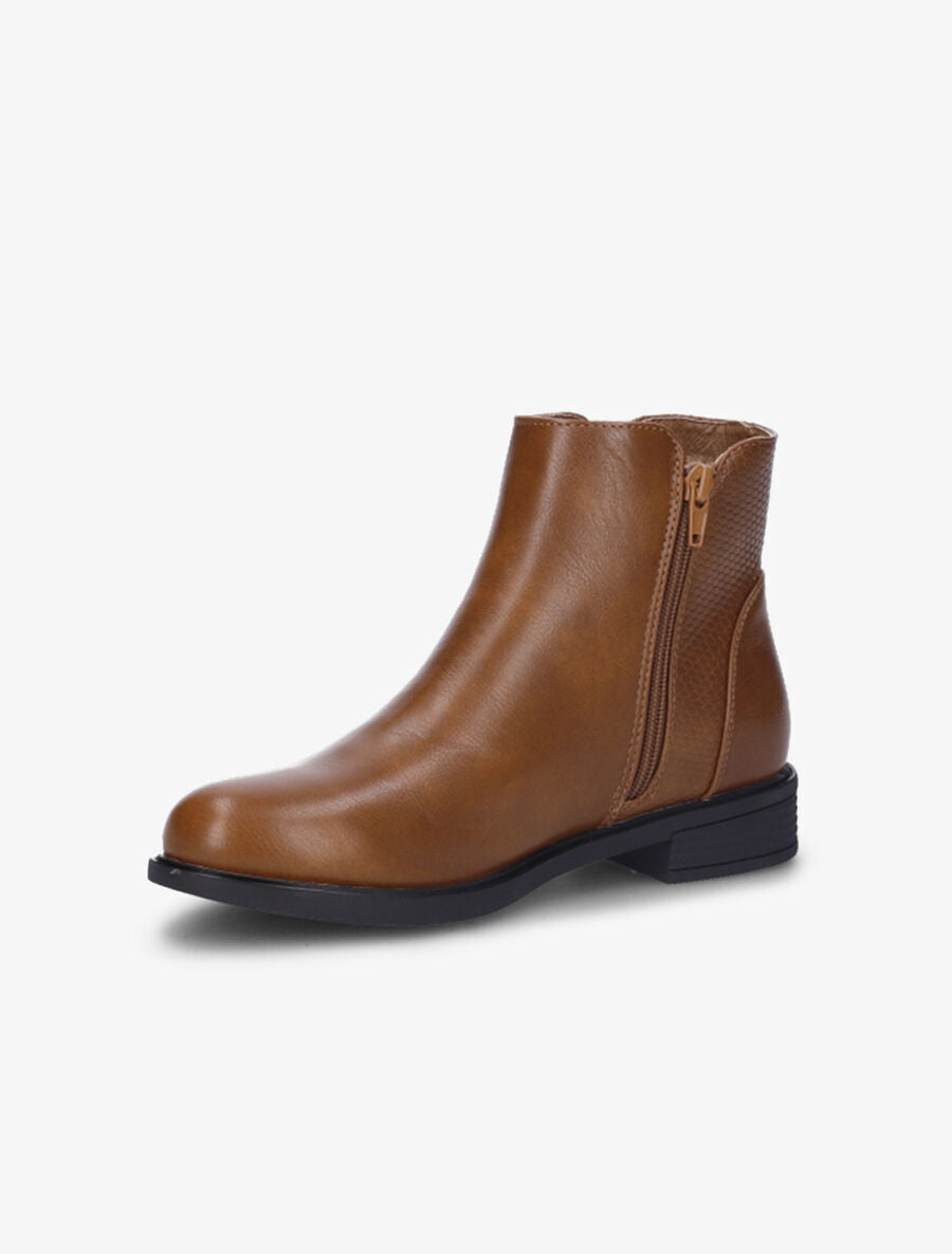 Bottines à contrefort effet python - Camel - 3