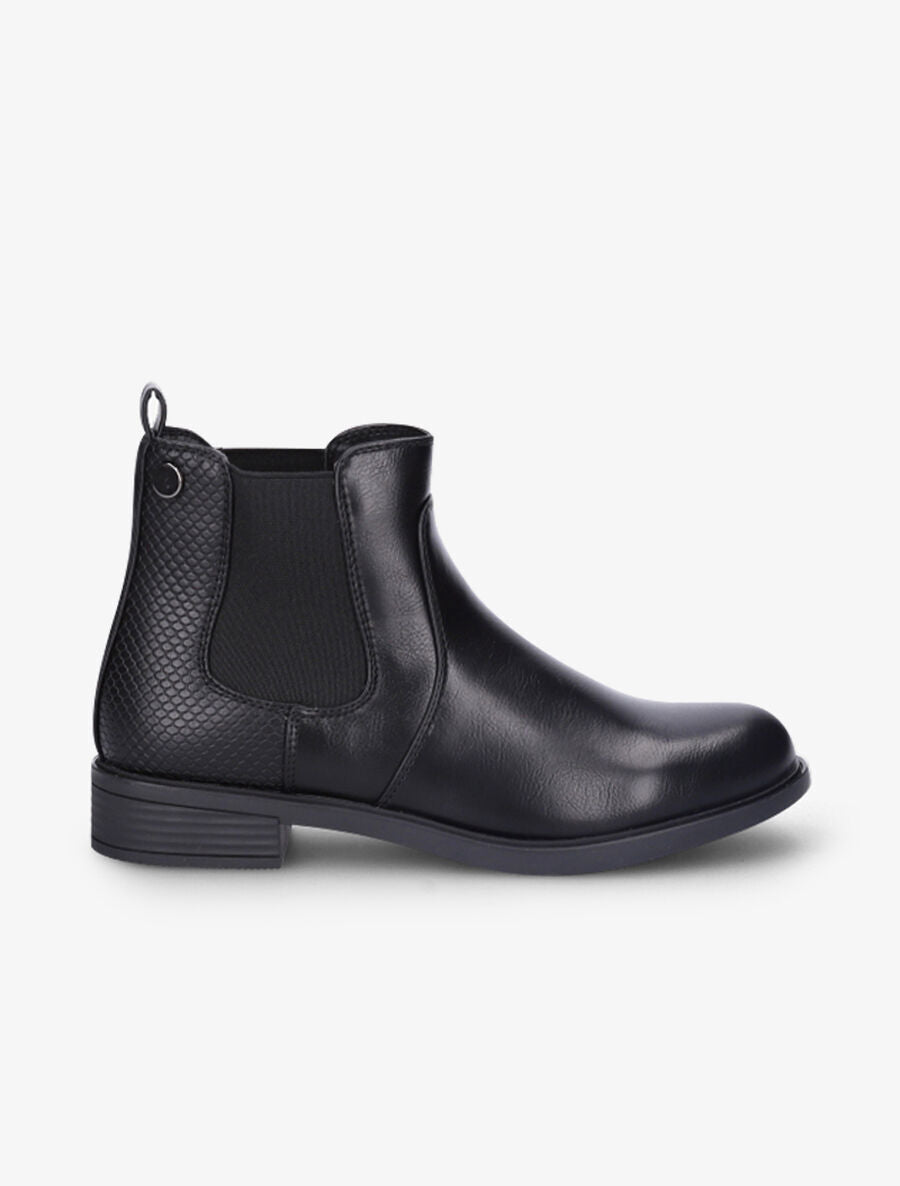 Bottines élastiquées et contrefort effet python - Noir - 2