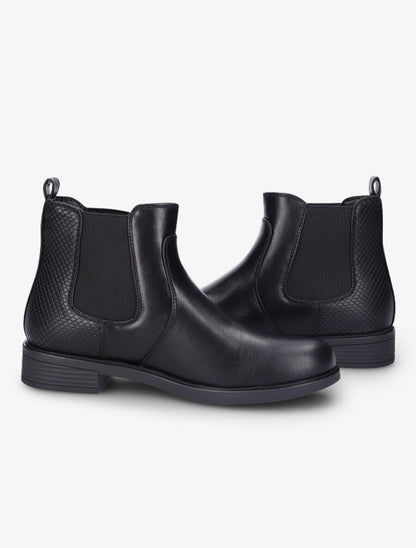 Bottines élastiquées et contrefort effet python - Noir - 4