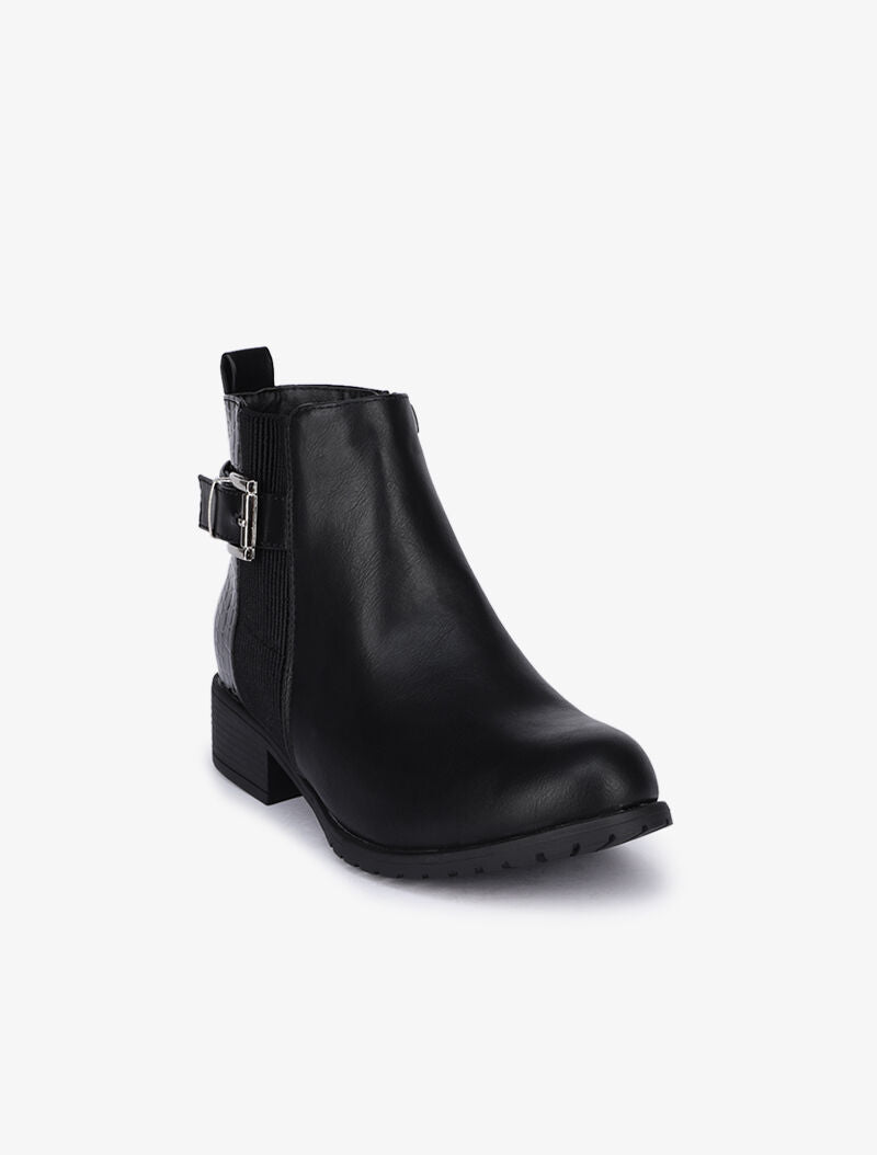 Bottines bi-matière à boucle décorative - Noir - 3