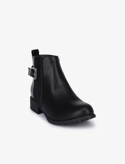 Bottines bi-matière à boucle décorative - Noir - 3