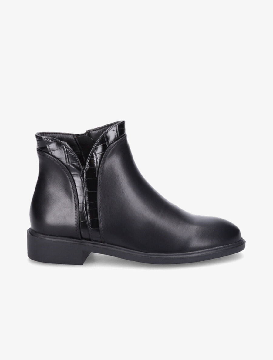 Bottines à empiècements croco - Noir - 1