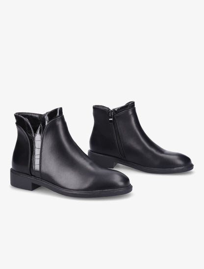 Bottines à empiècements croco - Noir - 4