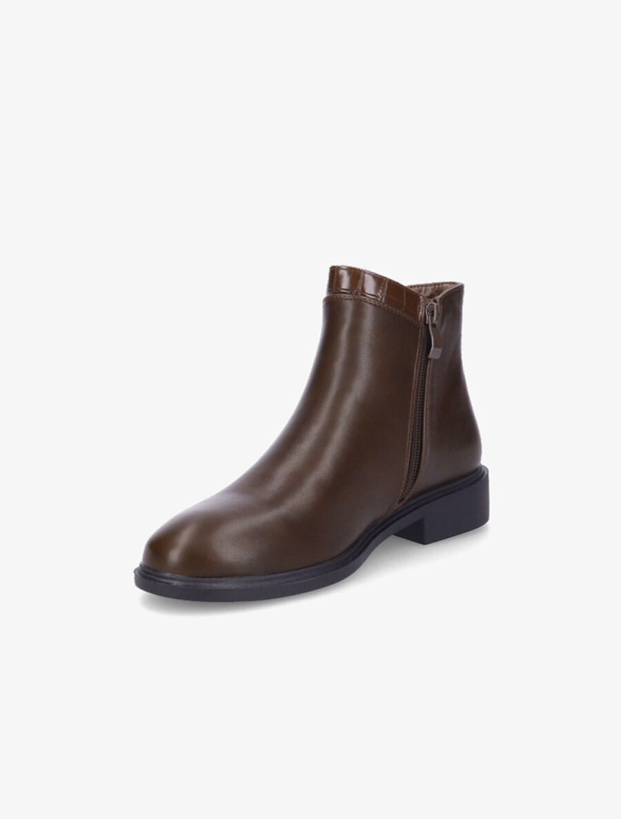 Bottines à empiècements croco - Marron - 3
