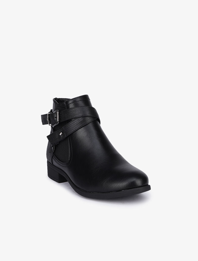 Bottines bi-matière à double brides décoratives - Noir - 3