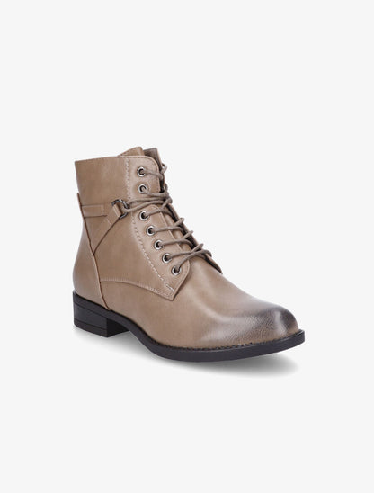 Bottines à lacets et sangles - Taupe - 2
