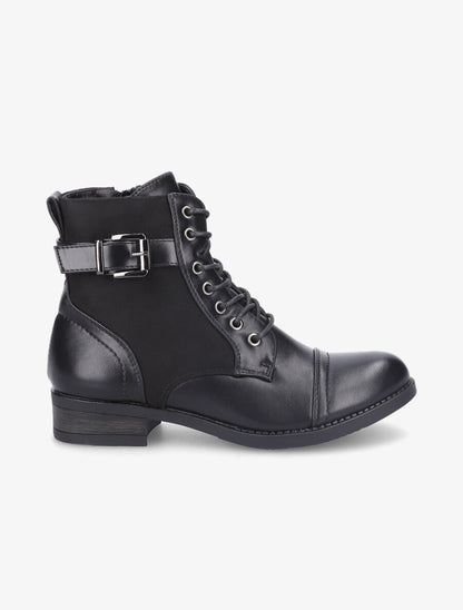Bottines bimatière à lacets - Noir - 5