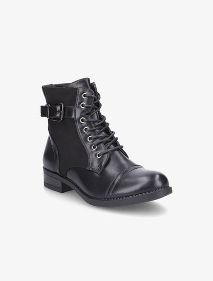Bottines bimatière à lacets - Noir - 2