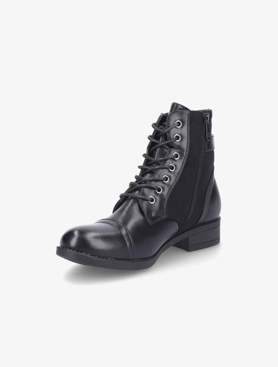 Bottines bimatière à lacets - Noir - 3