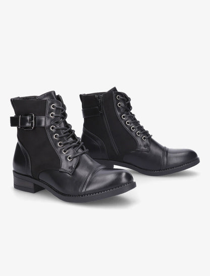 Bottines bimatière à lacets - Noir - 4