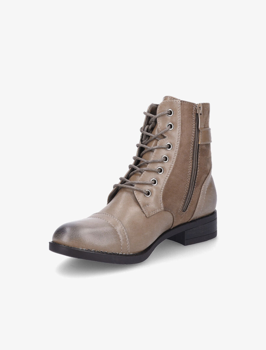 Bottines bimatière à lacets - Taupe - 3