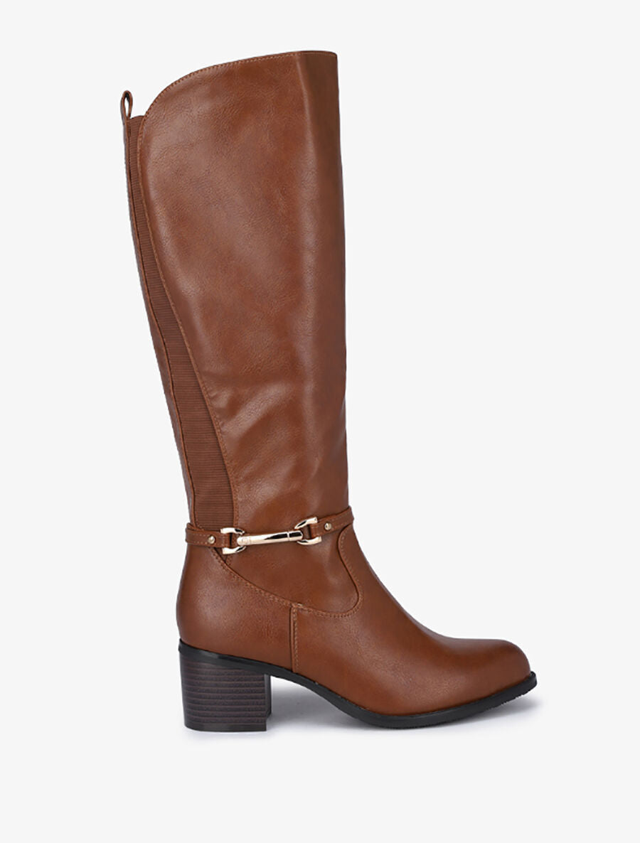 Bottes classiques élastiquées à talon - Camel - 1