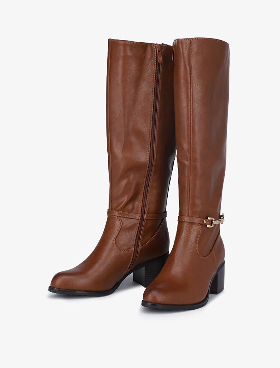 Bottes classiques élastiquées à talon - Camel - 4