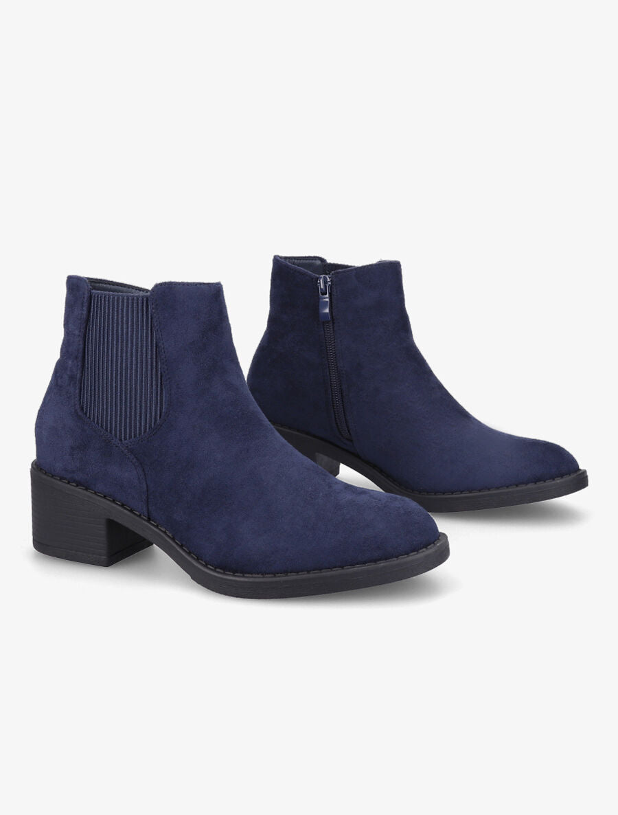 Bottines classiques en suédine - Marine - 4