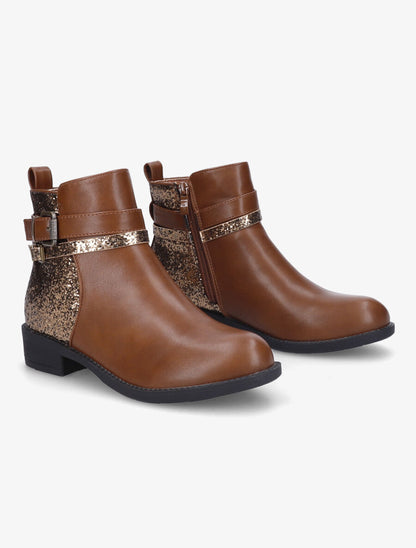 Bottines à contrefort pailleté - Camel - 4