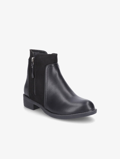 Bottines bimatière à double zips - Noir - 2