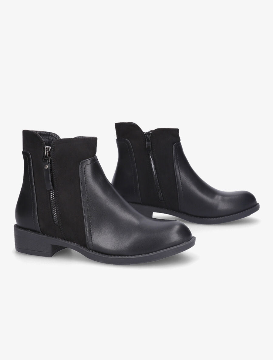 Bottines bimatière à double zips - Noir - 4