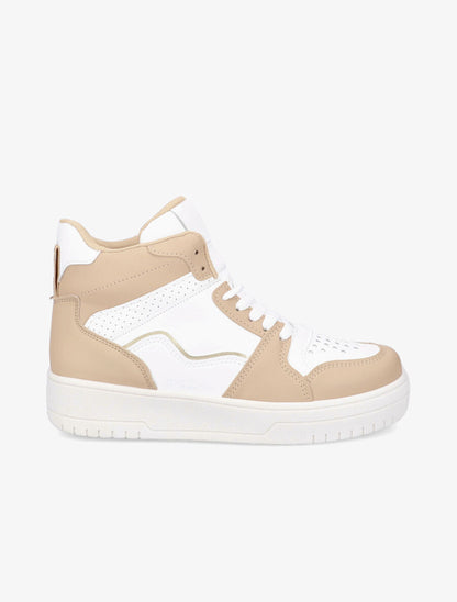 Baskets montantes en simili - Beige - 5