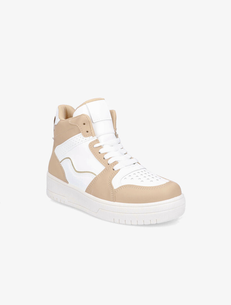 Baskets montantes en simili - Beige - 2