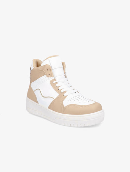 Baskets montantes en simili - Beige - 2