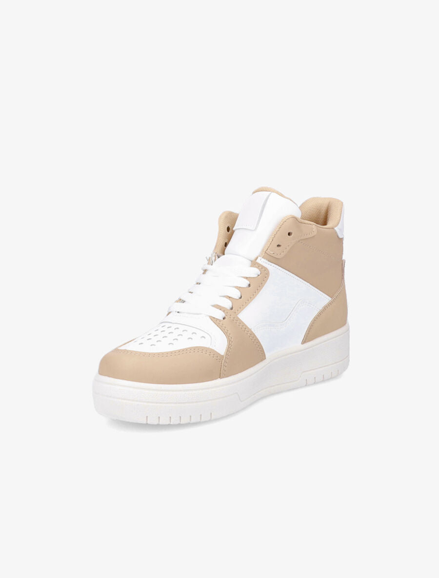 Baskets montantes en simili - Beige - 3